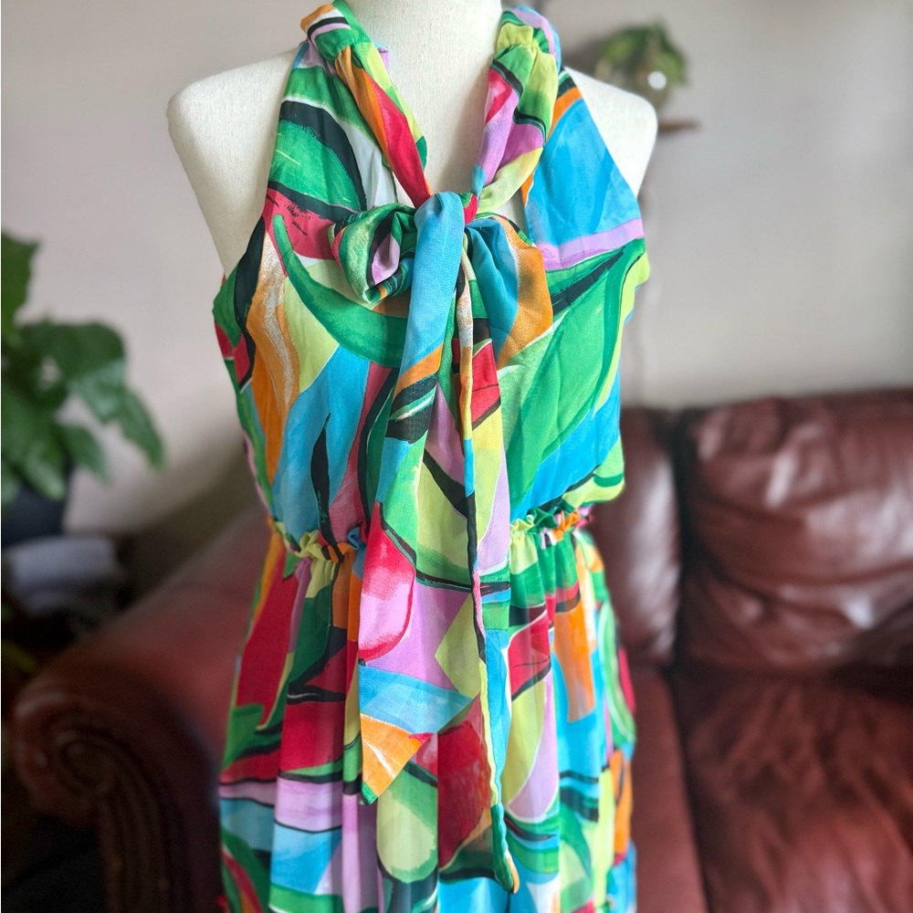 Women’s Size Small Multicolor Sleeveless Colorful Abstract Maxi Dress - Picture 6 of 6